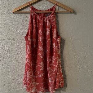 Ann Taylor Red Floral Sleeveless Blouse